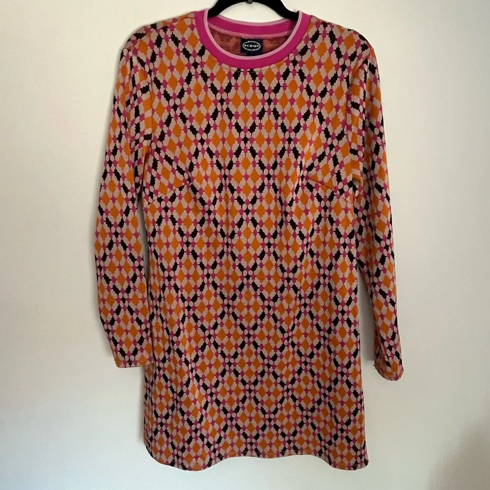 SCOOP Colorful Geometric Long Sleeve Dress - Picture 2 of 4